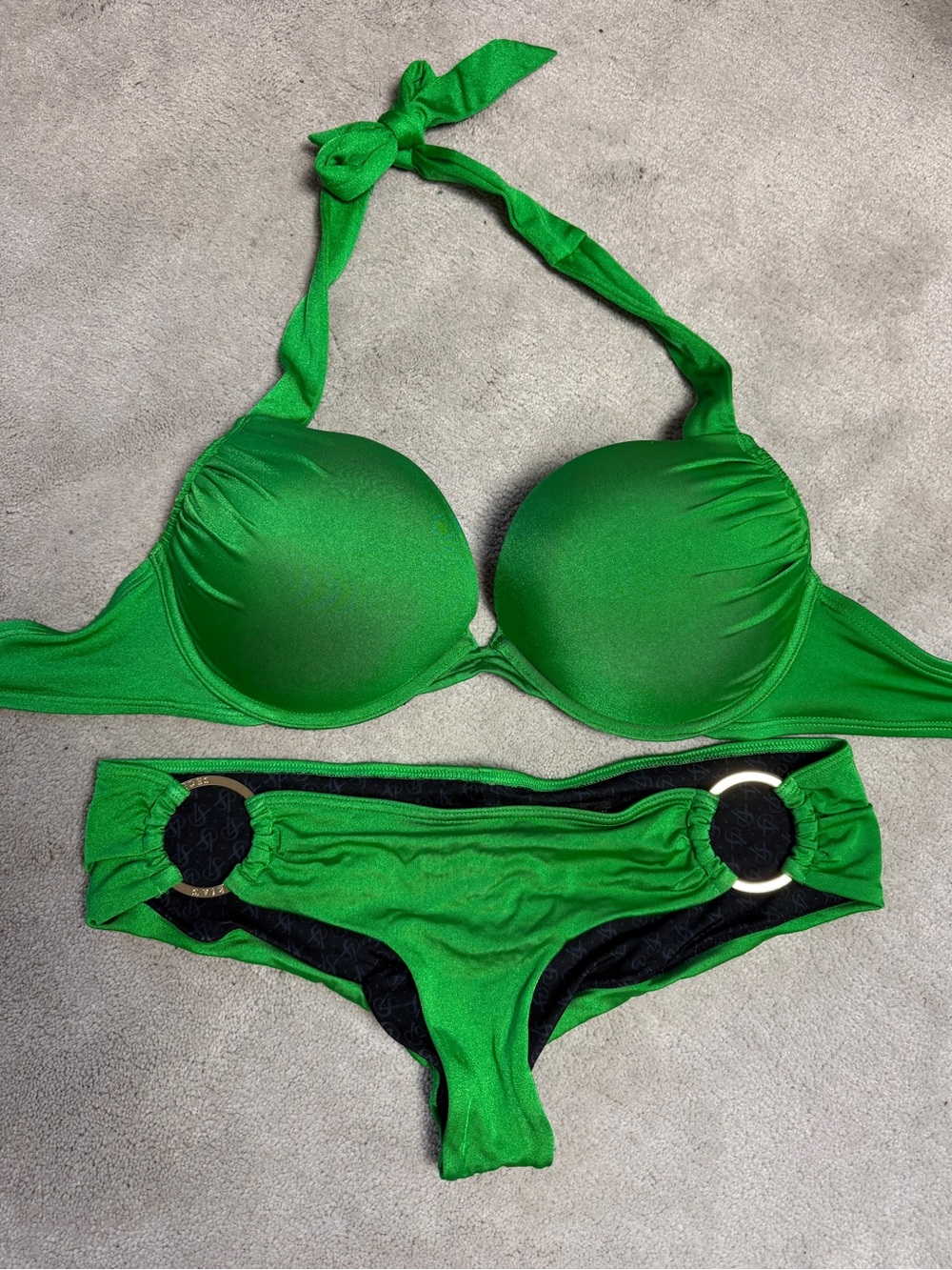 VICTORIA’S SECRET KEYRING PUSH-UP BIKINI GREEN SET SIZE 36C SMALL BIKINI